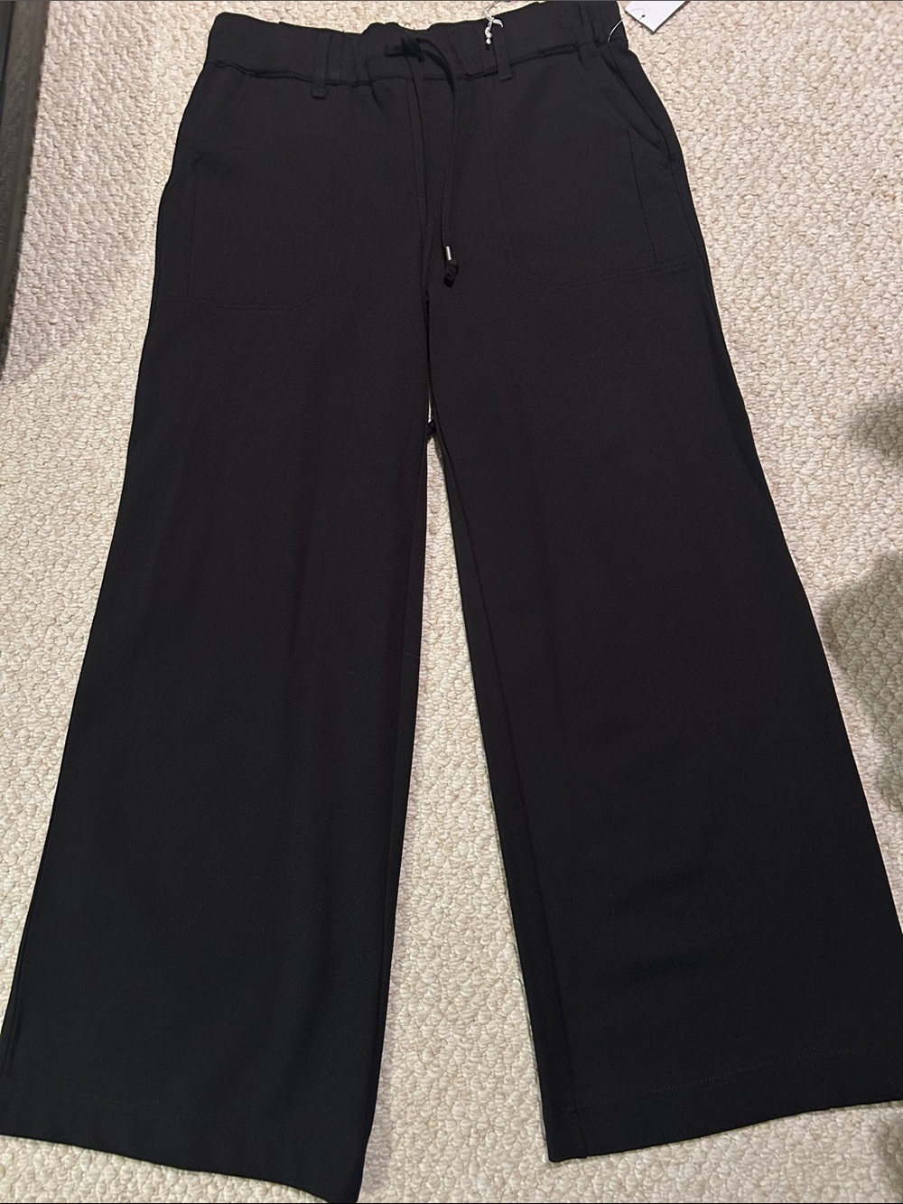 Wit & Wisdom Black Wide-Leg Drawstring Heavy Weight Knit Pants
